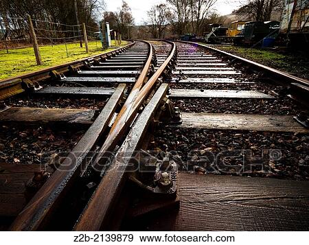 Close up of rails at Peak Rail vintage railway, Derbyshire, UK. View Large Photo Image Stock Photo - Close up of rails at Peak Rail vintage railway, Derbyshire, UK.. Fotosearch