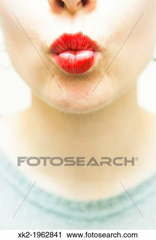 close up of red kissing lips View Large Photo Image Stock Image - close up of red kissing lips. Fotosearch