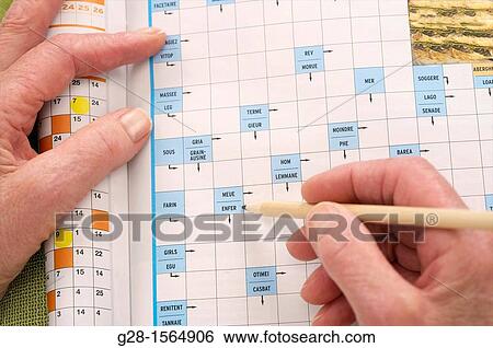 Close up of Senior woman exercising her memory by doing crosswords to avoid Alzheimer problems View Large Photo Image Stock Photograph - Close up of Senior woman exercising her memory by doing crosswords to avoid Alzheimer problems. Fotosearch
