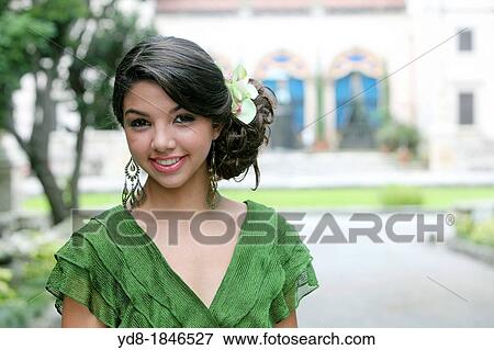 Close up of young woman sonrriente, Vizcaya Park, Miami, Florida, USA View Large Photo Image Stock Photo - Close up of young woman sonrriente, Vizcaya Park, Miami, Florida, USA. Fotosearch