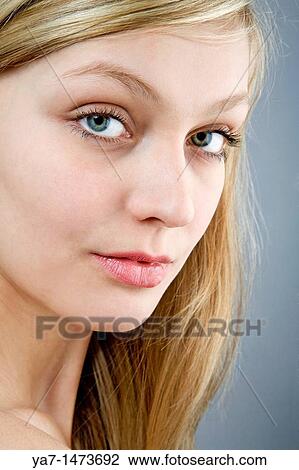 Close up of Young Woman's Face View Large Photo Image Stock Image - Close up of Young Woman's Face. Fotosearch