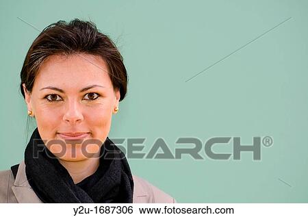 Close up on a self confident and happy woman View Large Photo Image Stock Photograph - Close up on a self confident and happy woman. Fotosearch