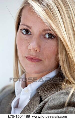 Close-up portrait of young woman View Large Photo Image Stock Photo - Close-up portrait of young woman. Fotosearch