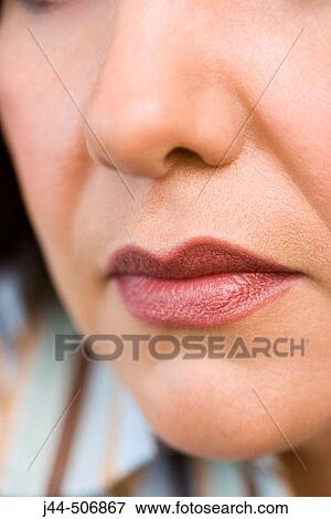 Close up portriat of woman showing mouth and nose View Large Photo Image Stock Photo - Close up portriat of woman showing mouth and nose. Fotosearch