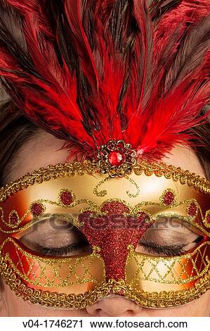 Closed eyes of a woman behind a venetian mask View Large Photo Image Stock Image - Closed eyes of a woman behind a venetian mask. Fotosearch