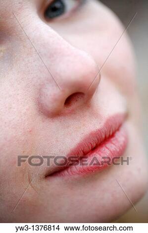Picture - Closeup of the face - Portrait of beautiful woman outdoors. Fotosearch