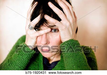 Closeup of woman with face of fear View Large Photo Image Stock Image - Closeup of woman with face of fear. Fotosearch