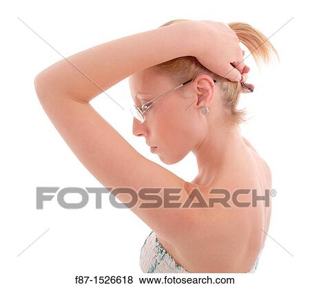 Closeup portrait of young beautiful woman isolated white background View Large Photo Image Stock Photo - Closeup portrait of young beautiful woman isolated white background. Fotosearch