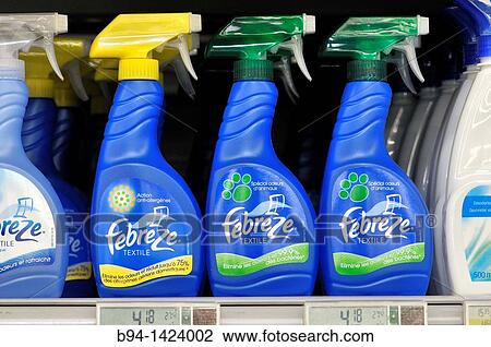 Stock Image - Clothes cleaners in a supermarket, France. Fotosearch