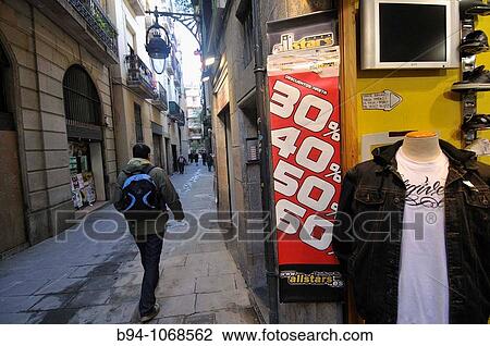 Clothing store in Carrer Sitges, Ciutat Vella district, Barcelona. Catalonia, Spain View Large Photo Image Stock Image - Clothing store in Carrer Sitges, Ciutat Vella district, Barcelona. Catalonia, Spain. Fotosearch