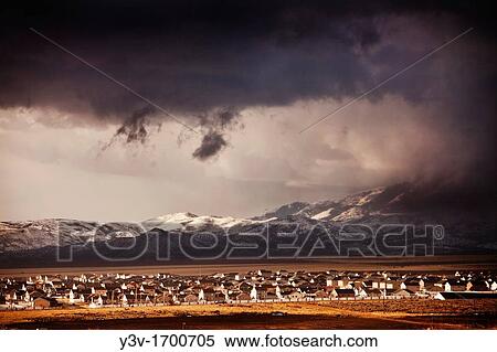 Stock Photography - Clouds over sprawling suburb of West Jordan, Utah, USA. Fotosearch