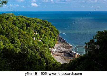 Stock Photography - Clovelly village and harbour from The Hobby Path, North Devon, England, UK, Europe. Fotosearch