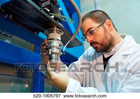 Stock Photo - CO2 Laser Rofin Laser cutting system Industry, Tecnalia Research & innovation, Technology and Research Centre, Zamudio Technological Park, Derio, Bizkaia, Basque Country, Spain. Fotosearch