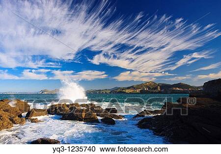 Stock Image - Coastal landscape, Castro Urdiales, Cantabria, Northern Spain.. Fotosearch