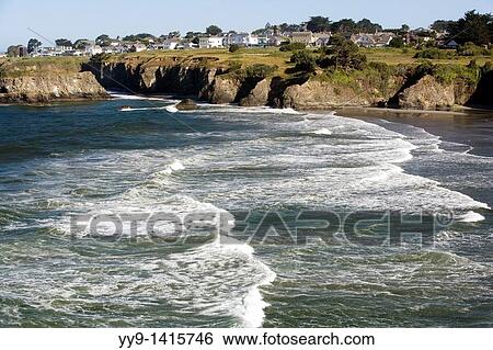 Stock Photograph - Coastal View of Mendocino bay and headlands - Mendocino, California. Fotosearch