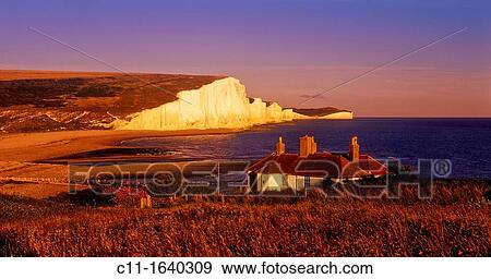 coastguard cottage, south downs, seven sisters, south downs, national park south coast, england, uk, europe, View Large Photo Image Stock Photo - coastguard cottage, south downs, seven sisters, south downs, national park south coast, england, uk, europe,. Fotosearch