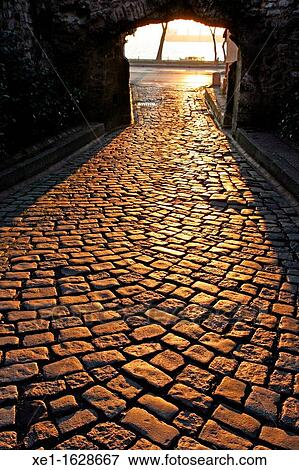 Stock Photo - cobbled street, Istanbul, Turkey.. Fotosearch
