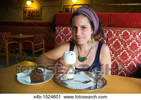Stock Image - Coffee and cake Ailina Slovakia Europe. Fotosearch