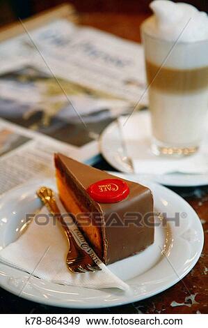 Stock Photo - Coffee and cake at the famous Cafe Central, Vienna, Austria. Fotosearch