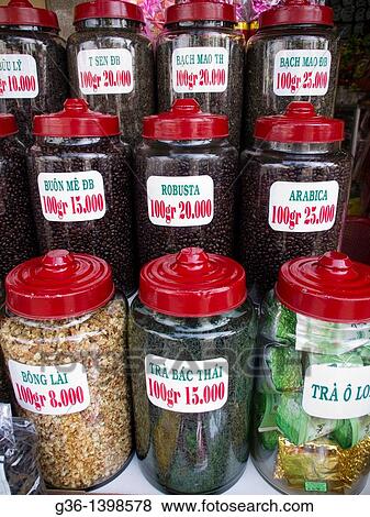 Coffee beans for sale in a market in Ho Chi Minh City, Vietnam View Large Photo Image Stock Photo - Coffee beans for sale in a market in Ho Chi Minh City, Vietnam. Fotosearch