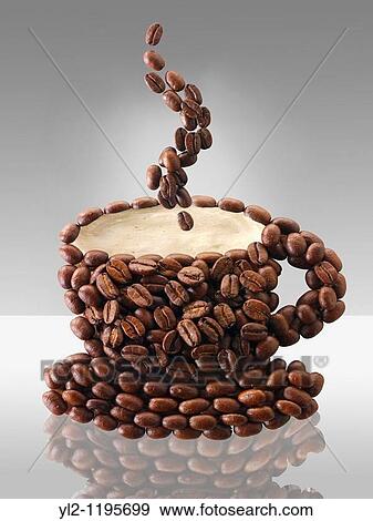 Stock Photo - Coffee beans in the shape of a coffee cup. Fotosearch