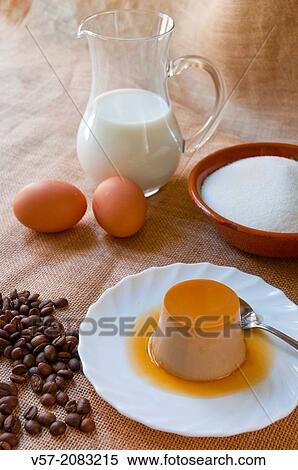 Coffee creme caramel with ingredients. View Large Photo Image Stock Photography - Coffee creme caramel with ingredients.. Fotosearch