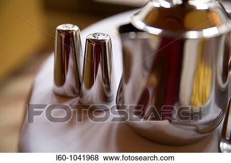 Stock Photo - Coffee, salt and peper. Fotosearch