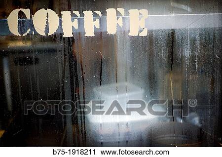 Stock Image - Coffee shop in Brixton market, London, England, UK. Fotosearch