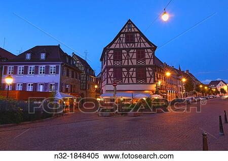 Colmar, Little Venice at Dusk, La Petite Venise, Alsace, Wine Route, Alsace Wine Route, Haut-Rhin, France, Europe. View Large Photo Image Stock Photography - Colmar, Little Venice at Dusk, La Petite Venise, Alsace, Wine Route, Alsace Wine Route, Haut-Rhin, France, Europe.. Fotosearch