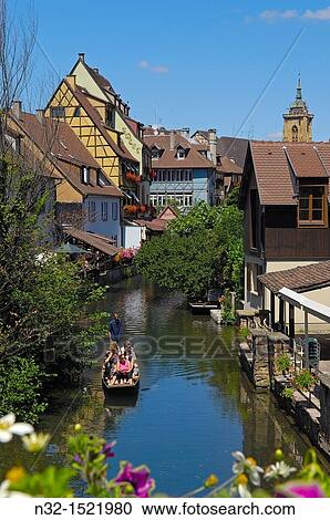 Stock Image - Colmar, Little Venice, La Petite Venise, Alsace, Wine Route, Alsace Wine Route, Haut-Rhin, France, Europe.. Fotosearch