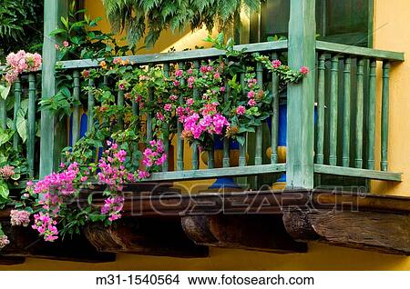 Colonial Balconies, Cartagena de Indias, Bolivar Department,, Colombia, South America View Large Photo Image Picture - Colonial Balconies, Cartagena de Indias, Bolivar Department,, Colombia, South America. Fotosearch
