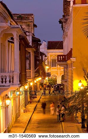 Colonial street, Cartagena de Indias, Bolivar Department,, Colombia, South America View Large Photo Image Stock Photo - Colonial street, Cartagena de Indias, Bolivar Department,, Colombia, South America. Fotosearch