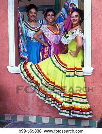 Stock Photo - Color: dancers, Mrida, Yucatan, Mexico.. Fotosearch