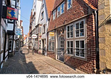 Colorful buildings in the historic Schnoor quarter, Bremen, Germany, Europe View Large Photo Image Stock Photography - Colorful buildings in the historic Schnoor quarter, Bremen, Germany, Europe. Fotosearch