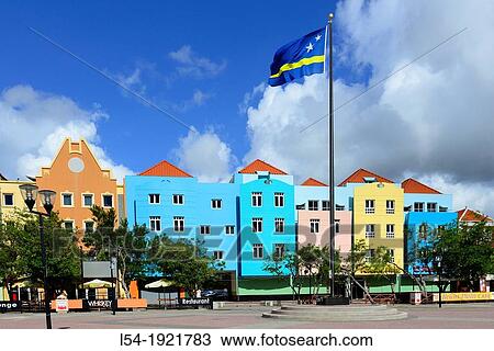 Stock Image - Colorful Buildings Otrobanda Willemstad Cura? ao Dutch Caribbean Island Netherlands. Fotosearch