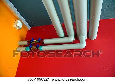 colorful detail of building infrastructure, warm and cold water pipes View Large Photo Image Stock Image - colorful detail of building infrastructure, warm and cold water pipes. Fotosearch