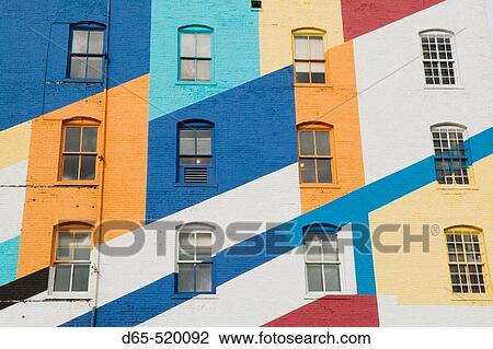 Stock Image - Colorful Exteror of the Valspar Paint Factory. Minneapolis. Minnesota. USA.. Fotosearch