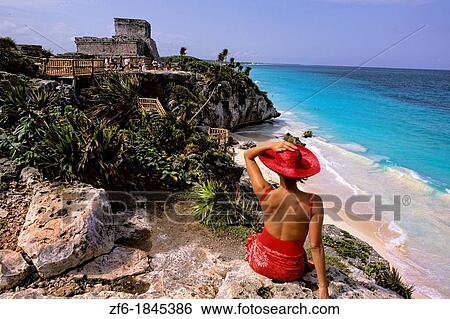 Colorful Hispanic Tourist at Tulum Ruins at Riviera Maya Mexico View Large Photo Image Stock Photograph - Colorful Hispanic Tourist at Tulum Ruins at Riviera Maya Mexico. Fotosearch