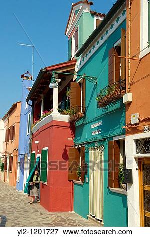 Colorful houses, Fondementi Pontinella Destro, Burano Venice Italy View Large Photo Image Stock Photo - Colorful houses, Fondementi Pontinella Destro, Burano Venice Italy. Fotosearch