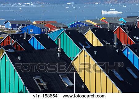 Colorful houses, Ilulissat, Icefjord, Greenland View Large Photo Image Stock Image - Colorful houses, Ilulissat, Icefjord, Greenland. Fotosearch