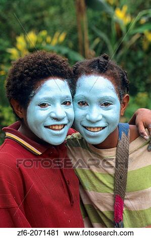 Colorful Huli kids of Papua New Guinea. View Large Photo Image Stock Image - Colorful Huli kids of Papua New Guinea.. Fotosearch