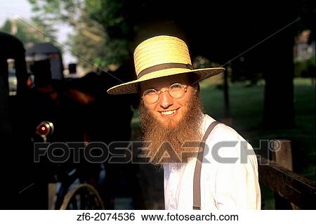 Stock Photograph - Colorful portrait of Amish man Intercourse Pennsylvania.. Fotosearch