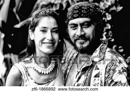Colorful portrait of native couple Easter Island during Tapati Festival Rapa Nui View Large Photo Image Stock Image - Colorful portrait of native couple Easter Island during Tapati Festival Rapa Nui. Fotosearch