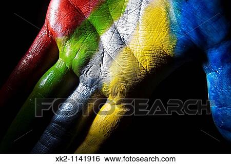 Colourful painted hand View Large Photo Image Stock Photograph - Colourful painted hand. Fotosearch
