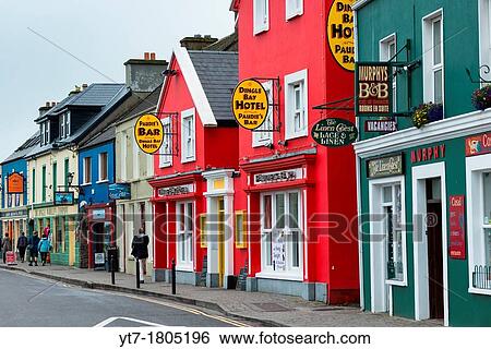 Colourful shops on the main street in Dingle town, Dingle Peninsula, County Kerry, Republic of Ireland View Large Photo Image Stock Photograph - Colourful shops on the main street in Dingle town, Dingle Peninsula, County Kerry, Republic of Ireland. Fotosearch