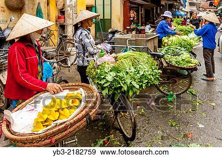 Stock Photo - Colourful Street Market, Hanoi, Vietnam.. Fotosearch