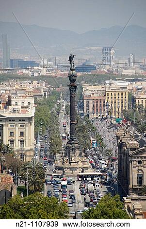 Columbus Monument. Barcelona. Catalonia, Spain, Europe View Large Photo Image Stock Photo - Columbus Monument. Barcelona. Catalonia, Spain, Europe. Fotosearch