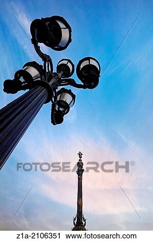 Columbus monument in Port Vell district, Barcelona, Catalonia, Spain. View Large Photo Image Stock Image - Columbus monument in Port Vell district, Barcelona, Catalonia, Spain.. Fotosearch