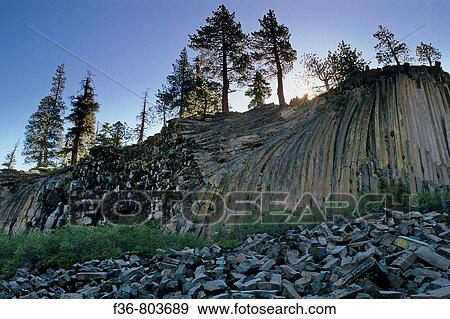 Columnar Basalt rock formation at, Devils Postpile National Monument Eastern Sierra, CALIFORNIA View Large Photo Image Stock Photo - Columnar Basalt rock formation at, Devils Postpile National Monument Eastern Sierra, CALIFORNIA. Fotosearch
