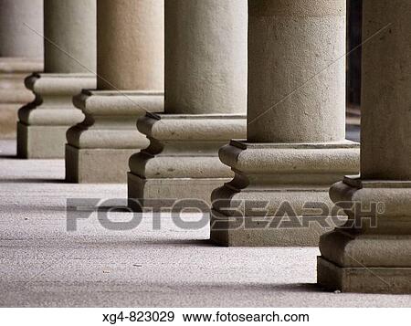 Stock Photo - Columnas en los soportales de la Plaza Mayor de Graus _ Ribagorza _ Huesca. Fotosearch